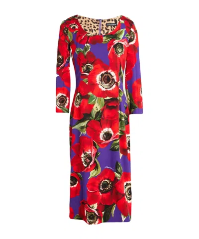 Dolce & Gabbana Bodycon Printed Dress In Purple