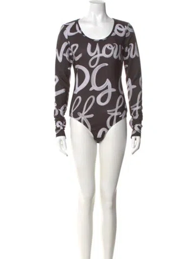 Pre-owned Dolce & Gabbana Bodysuit Graphic Print Bodysuit In Black