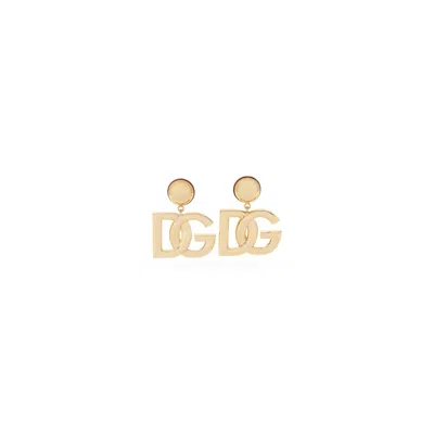 Dolce & Gabbana Bold Brass Earrings With Distinctive Double-letter Motif In Gold