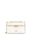 Dolce & Gabbana Sicily Leather Shoulder Bag With Metal Logo Tag In White