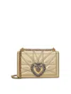 Dolce & Gabbana Leather Shoulder Bag With Frontal Jewel Detail In Gold