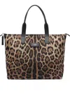 Dolce & Gabbana Leopard Print Nylon Adamo Shopper Bags In Multicolour