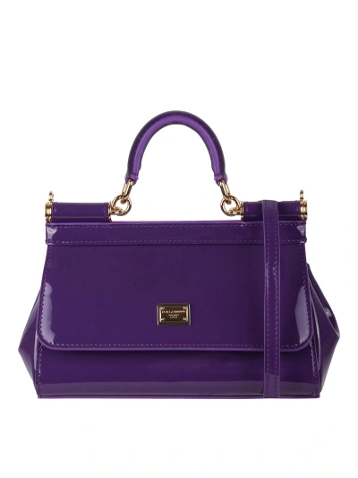 Dolce & Gabbana Small Sicily Bag In Patent Leather In Purple