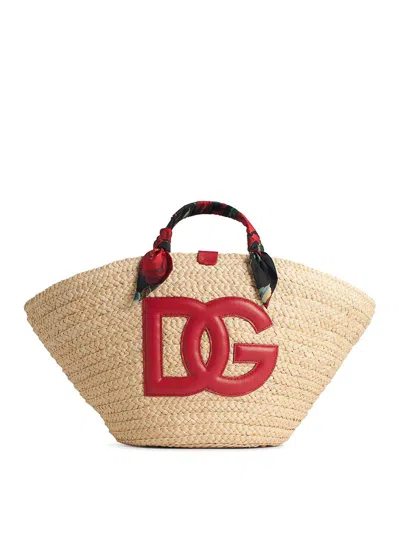 Dolce & Gabbana Rafia Red Corn Blend Shopping Bag