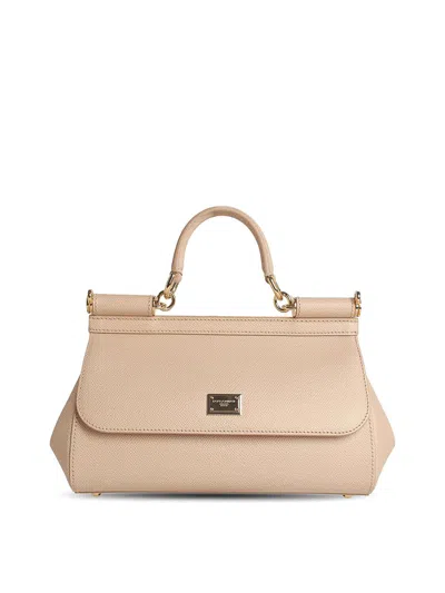 Dolce & Gabbana Small  Pink Leather Bag In Nude