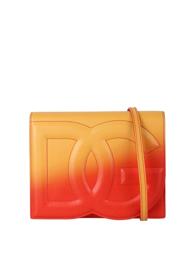 Dolce & Gabbana Shoulder Bag With Embossed Logo In Orange