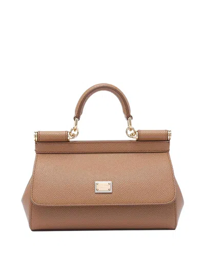 Dolce & Gabbana Small Sicily Handbag In Sand