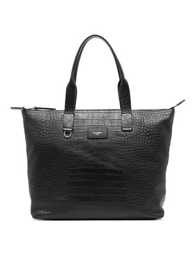 Dolce & Gabbana Tote Bag With Crocodile Effect In Black
