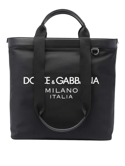Dolce & Gabbana Logo Shopping Bag In Black