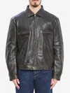 Dolce & Gabbana Bomber In Aged-effect Leather In Black
