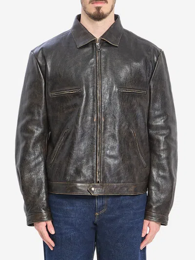 DOLCE & GABBANA BOMBER IN AGEDEFFECT LEATHER