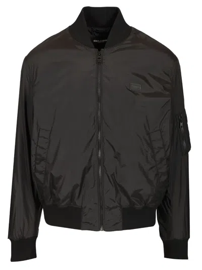 Dolce & Gabbana Long-sleeved Casual Jacket In Black
