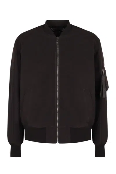 Dolce & Gabbana Bomber Jacket In Technical Fabric In Black