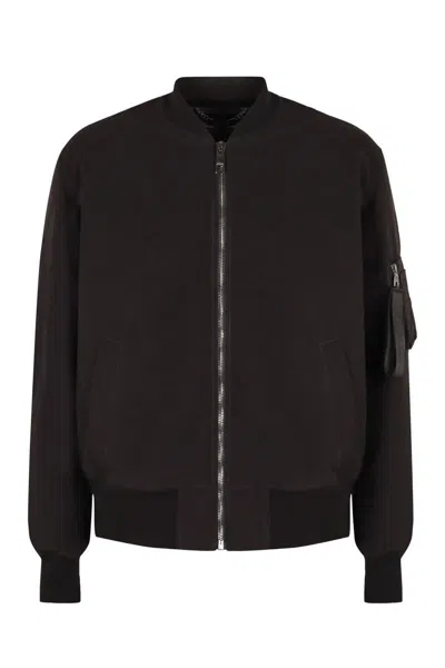 Dolce & Gabbana Bomber Jacket In Technical Fabric In Black