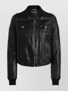 Dolce & Gabbana Bomber Jacket With Elasticated Hem And Wide Collar In Black