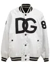 Dolce & Gabbana White Dg Logo Polyester Jersey Bomber Jacket
