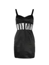 Dolce & Gabbana Boned Bodice Panelled Mini Satin Dress In Black