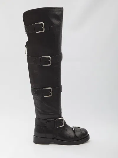 Dolce & Gabbana Women Black Leather Boots, 4.5 Luxury Boots For Women Darveys