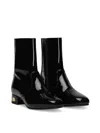 Dolce & Gabbana Patent Leather Ankle Boots In Animal Print