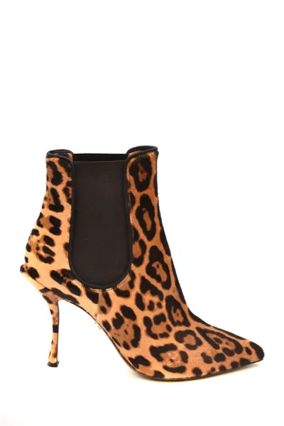 Dolce & Gabbana Woman Ankle Boots Black Size 7.5 Textile Fibers, Leather In Fantasy