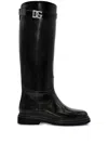 Dolce & Gabbana Logo-plaque Equestrian Boots In Black