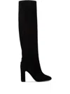 Dolce & Gabbana Chain Detail Suede Knee-high Boots In Black