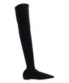 Dolce & Gabbana Pointed Toe Stretch Fabric Over-the-knee Boots In Black
