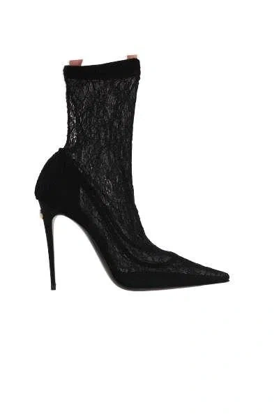 Dolce & Gabbana Shearling Boots In Black