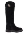 Dolce & Gabbana Dolce  Gabbana Logo Plaque Round Toe Boots In Black