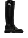 Dolce & Gabbana Logo-plaque Equestrian Boots In Black