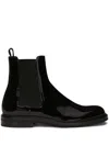 Dolce & Gabbana Altavilla Patent Leather Ankle Boots In Black  