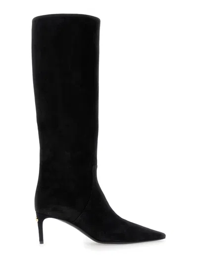 DOLCE & GABBANA BLACK HIGH BOOTS WITH DG LOGO