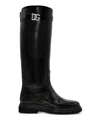 Dolce & Gabbana Logo-plaque Equestrian Boots In Black