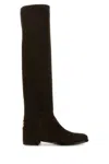 Dolce & Gabbana Over-the-knee Suede Boots Shoes In Brown