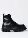 Dolce & Gabbana Black Ankle Boots With Chunky Platform And Logo Plaque In Leather Blend Man In Schwarz