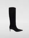 Dolce & Gabbana Black High Boots With Dg Logo In Suede Woman In Schwarz