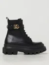 Dolce & Gabbana Leather Dg Lace-up Ranger Booties In Schwarz