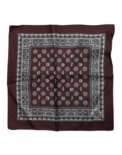 Dolce & Gabbana Bordeaux Bandana Silk Square Handkerchief Men's Scarf In Burgundy