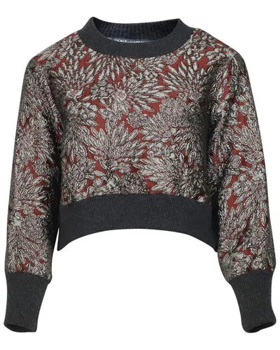 Dolce & Gabbana Bordeaux Brocade Sweatshirt In Multi