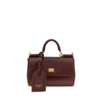 Dolce & Gabbana Bordeaux Calf Leather Bos Taurus Shoulder Bag In Brown