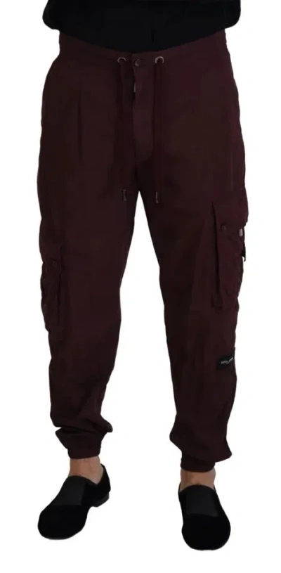 Pre-owned Dolce & Gabbana Bordeaux Cargo Jogger Trouser Cotton Men's Pants ()