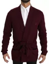 Dolce & Gabbana Bordeaux Cashmere Crown Cardigan Sweater In Maroon