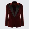 Dolce & Gabbana Cotton-blend Velvet Tuxedo Jacket In Bordeaux