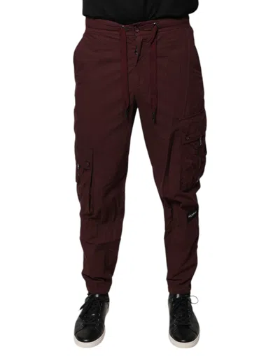 Pre-owned Dolce & Gabbana Bordeaux Cotton Cargo Jogger Sweatmen's Men's Pants ()