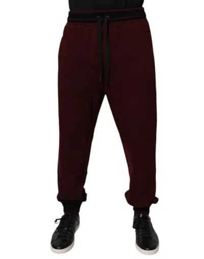 Pre-owned Dolce & Gabbana Bordeaux Cotton Jogger Men Sweatmen's Men's Pants () In Burgundy
