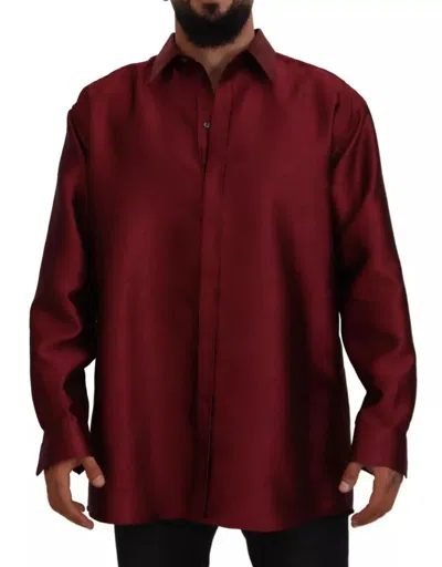 Pre-owned Dolce & Gabbana Bordeaux Cotton Long Sleeve Men Formal Men's Shirt ()