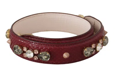 DOLCE & GABBANA DOLCE & GABBANA BORDEAUX LEATHER CRYSTALS BAG SHOULDER WOMEN'S STRAP
