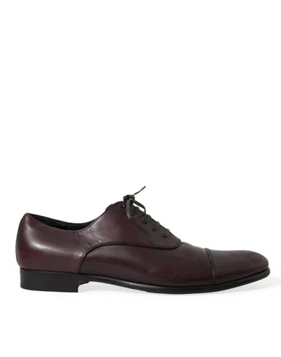 Dolce & Gabbana Bordeaux Leather Men Formal Derby Dress Shoes