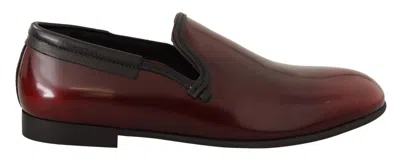 Dolce & Gabbana Bordeaux Patent Leather Dress Loafers Men's Shoes In Brown