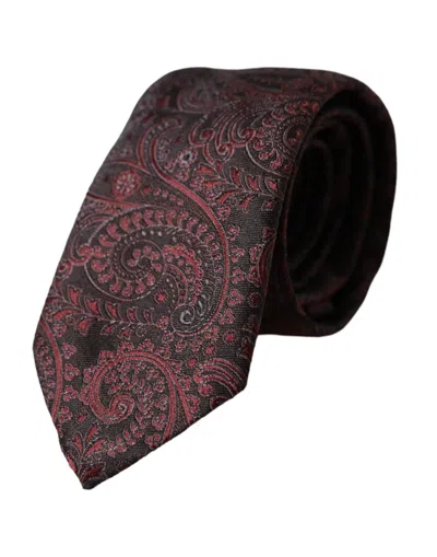 Dolce & Gabbana Bordeaux Patterned Silk Adjustable Men Men's Tie